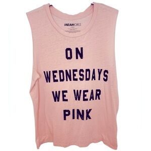 MEAN GIRLS “On Wednesdays We Wear Pink” Pink Sleeveless Top, Size Large